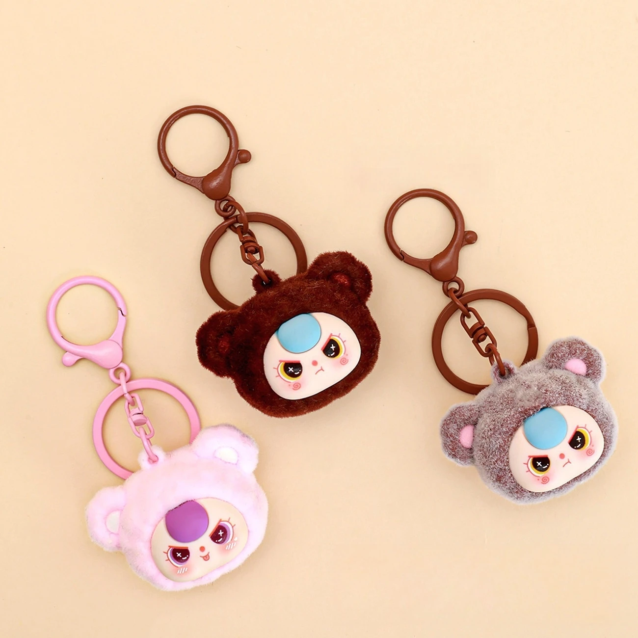 

Blind box Cute Babythree Anime Flocked DIY Action Figure Decorative Pendant Keychains Kawaii Dolls Ornaments Toy Halloween Gifts