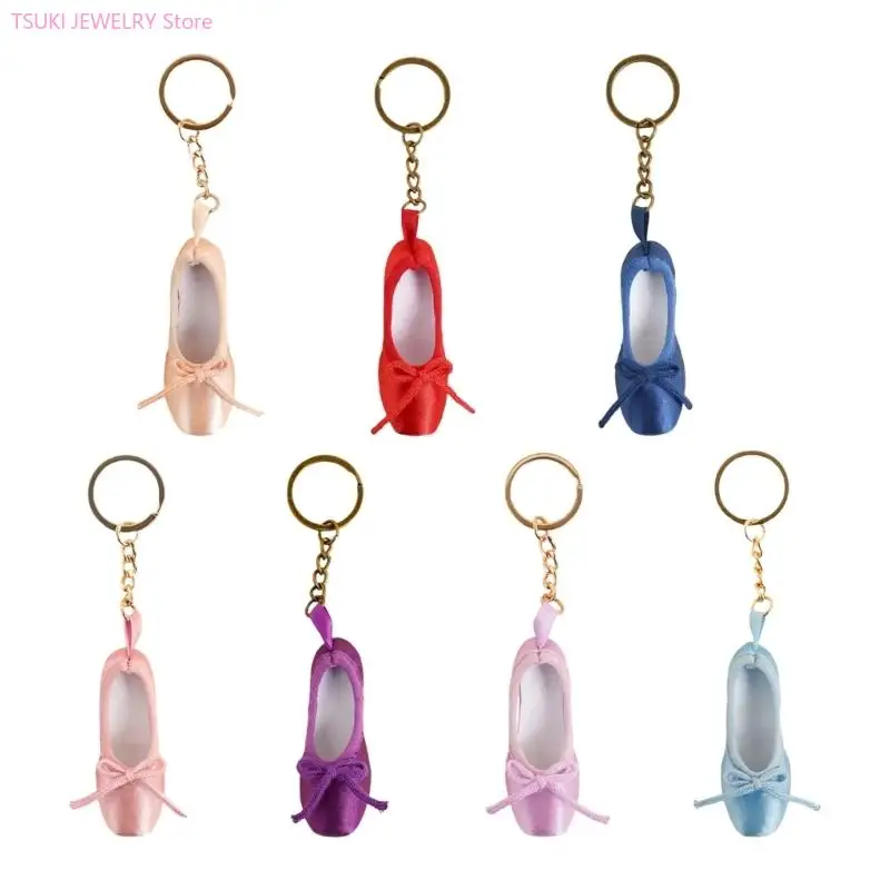 62KE Artistic Fabric Ballet Shoes Keychain Small Decorative Gift For Dance Lovers