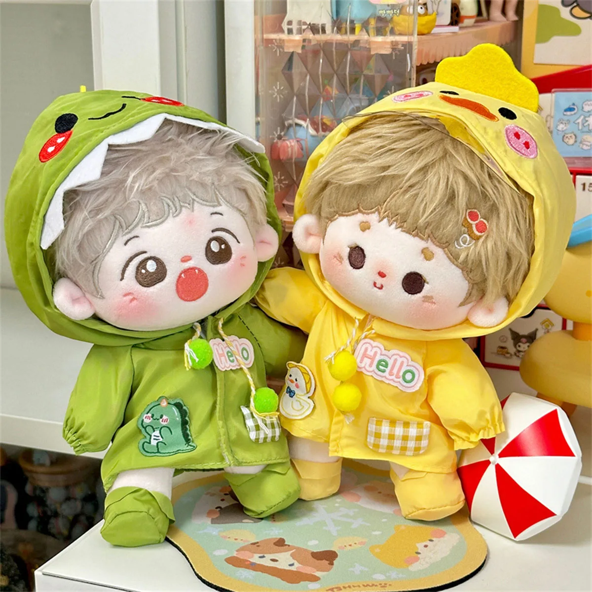 Mini Plush Doll Clothes Outfit Accessories Dinosaur Raincoat Set For Labubu Idol V1 V2 Doll Clothes Gift