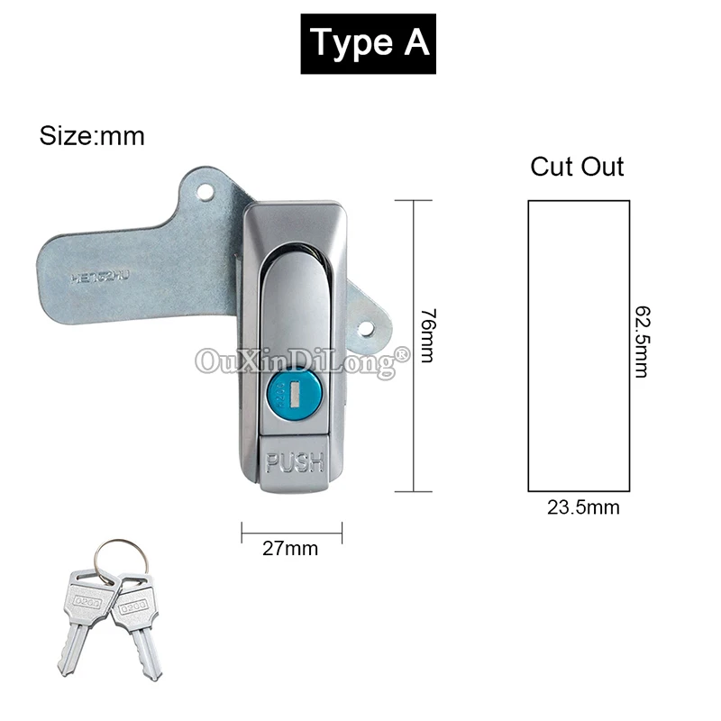 2PCS Zinc Alloy Industrial Panel Lock Push Button Pop Up Distribution Box Lock Switch Electric Cabinet Door Locks Plane Lock+Key
