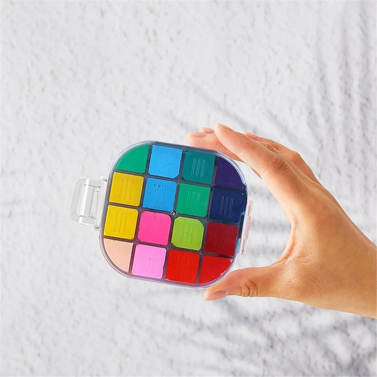 ABFW Airtight Paint Storage Palette Box with Lid Portable 16 Well Palette Box Palette for Watercolor