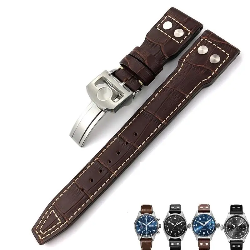 

MAISITU Genuine Leather Calfskin Watchband 21mm 22mm Suitable For IWC Big PILOT IW5009 IW5103 Wire Nail Watch Strap