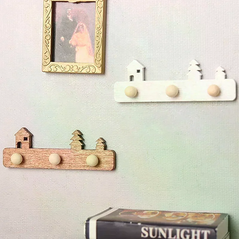 2Pcs 1:12 Dollhouse Miniature Wall Mount Rack Hanging Shelf Storage Stand Furniture Model Christmas Decor Toy
