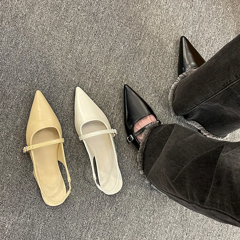 New Spring Women's French-Style Closed-Toe Sandals Luxurious Slip-On Designer Shoes Fashionable and Elegant Party Flat Sandals