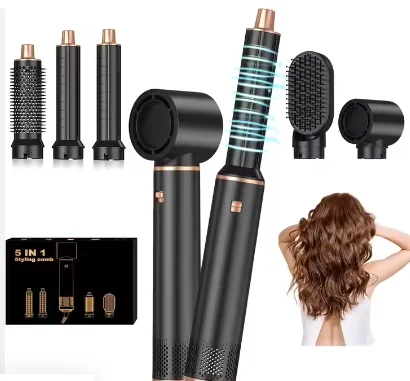 Secadores de pelo profesionales 5 en 1 negro 1000W cepillo para calentar el cabello cepillo alisador cepillo soplador de pelo estilizador de cabello mujer