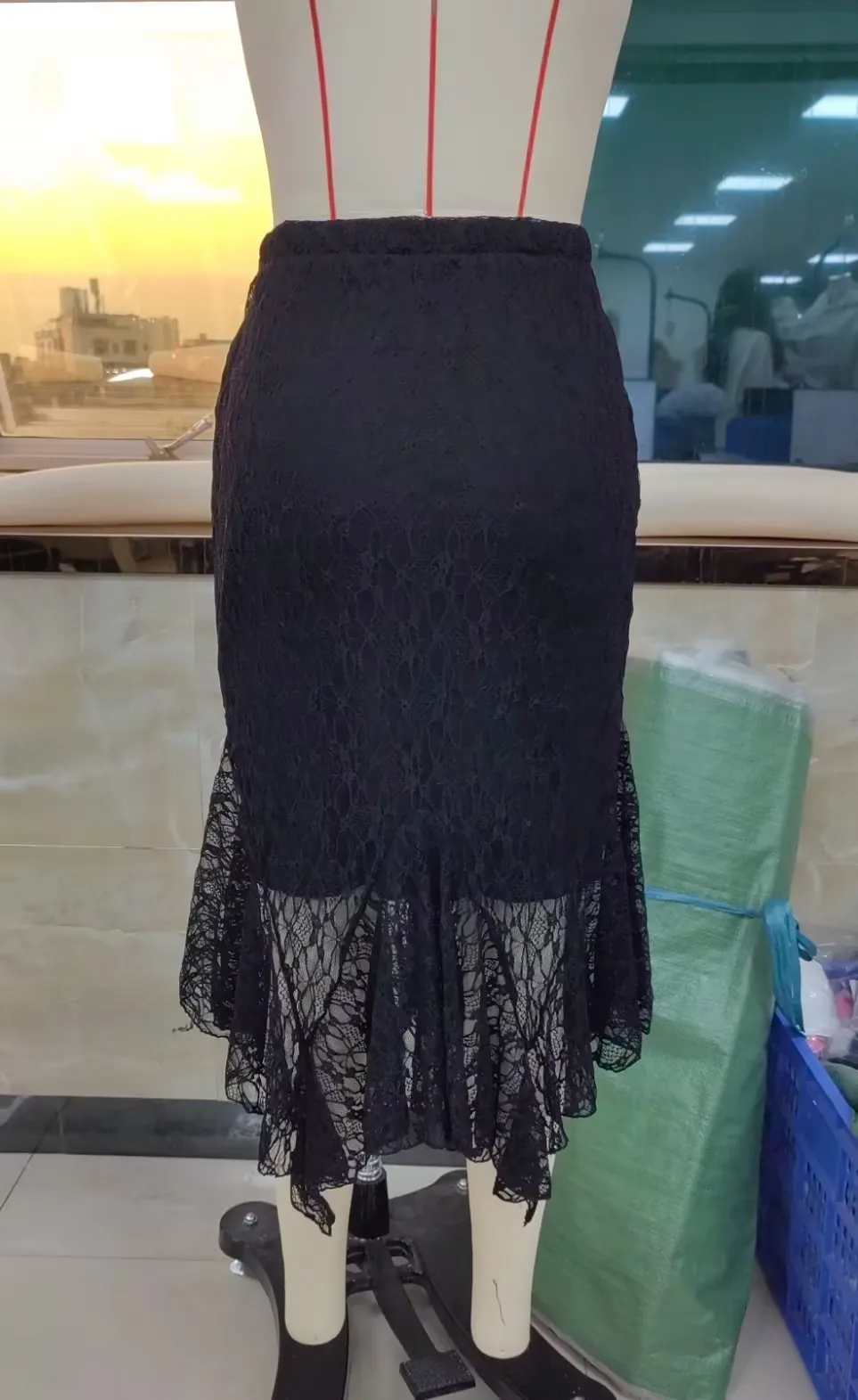 Women Lace Fishtail Midi Skirt Beach Vacation See Through Mid-Waisted Irregular Skirts Women 2025 New Fashion