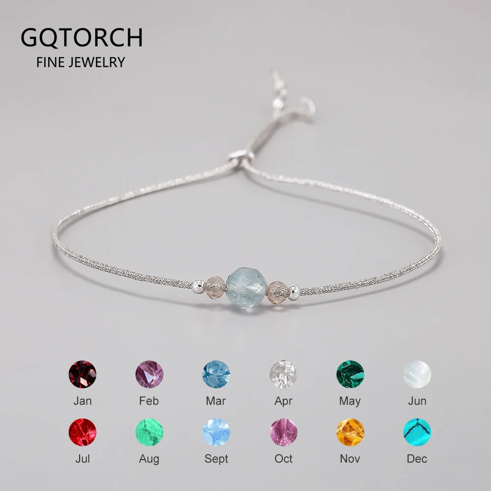 

Браслет ручной работы с камнем для девочек и женщин, 12-месячный плетеный браслет из натурального камня из веревки, регулируемый минималистичный ювелирный браслет