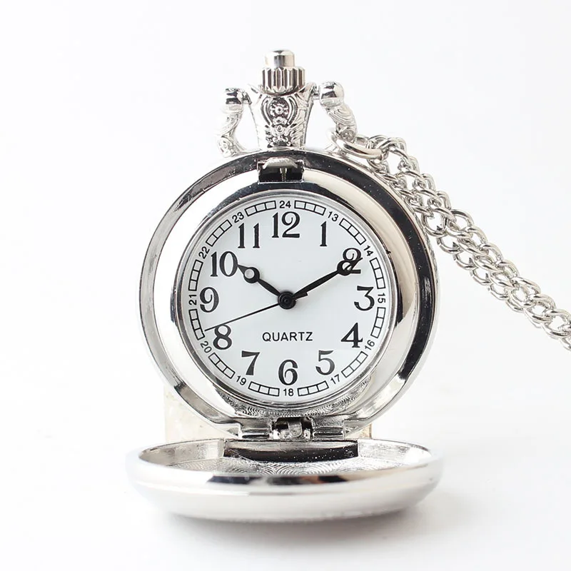 Hello Kitty Pocket Watch Sanrio Cartoon Necklace Watch Hanging Neck Open The Clock Turning Men and Women Cute Simple Jewelry