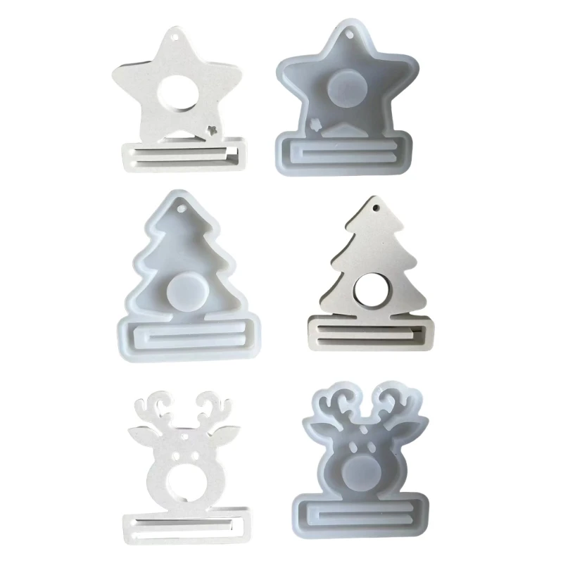 3Pcs Christmas Themed Silicone Molds Pendant Molds with Hole for Cash Holder, Money Holder, Christmas Hanging Decoration