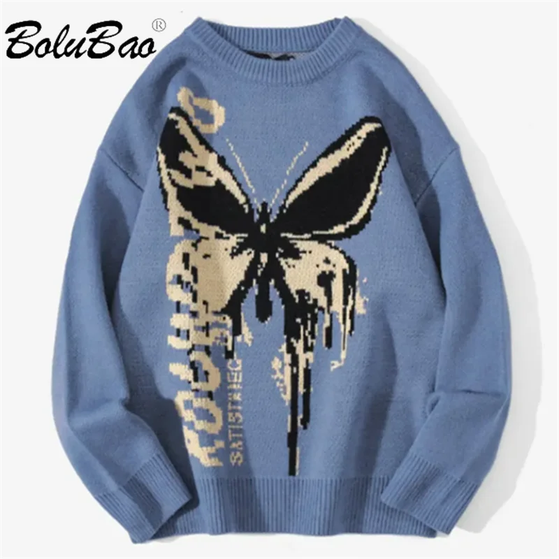 

BOLUBAO 2024 Outdoor Casual Sweater For Men Embroidered Butterfly Fashion Top High Quality Design Hot Casual Sweater For Men