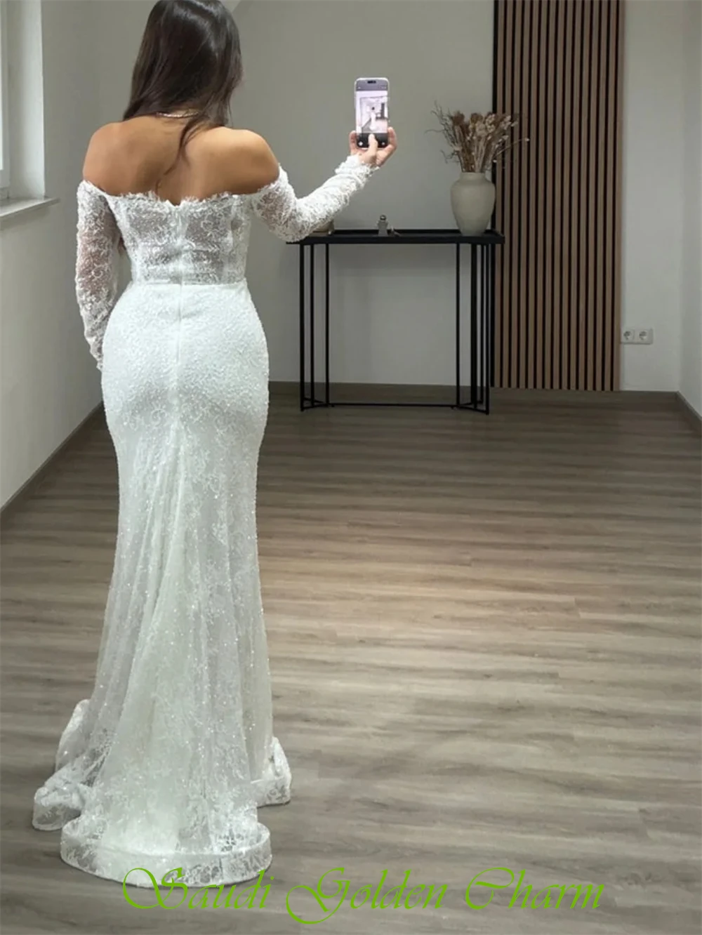 Abito da homecoming in pizzo bianco semplice personalizzato Abito da cerimonia formale con scollo a barca maniche lunghe Abiti da celebrità Abito da festa con strascico a sirena morbida