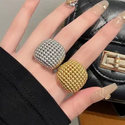 New Hollowed Out Orb Gold Silver Personality Exaggerated Fashion Ladies Ring Light Luxury Niche Design