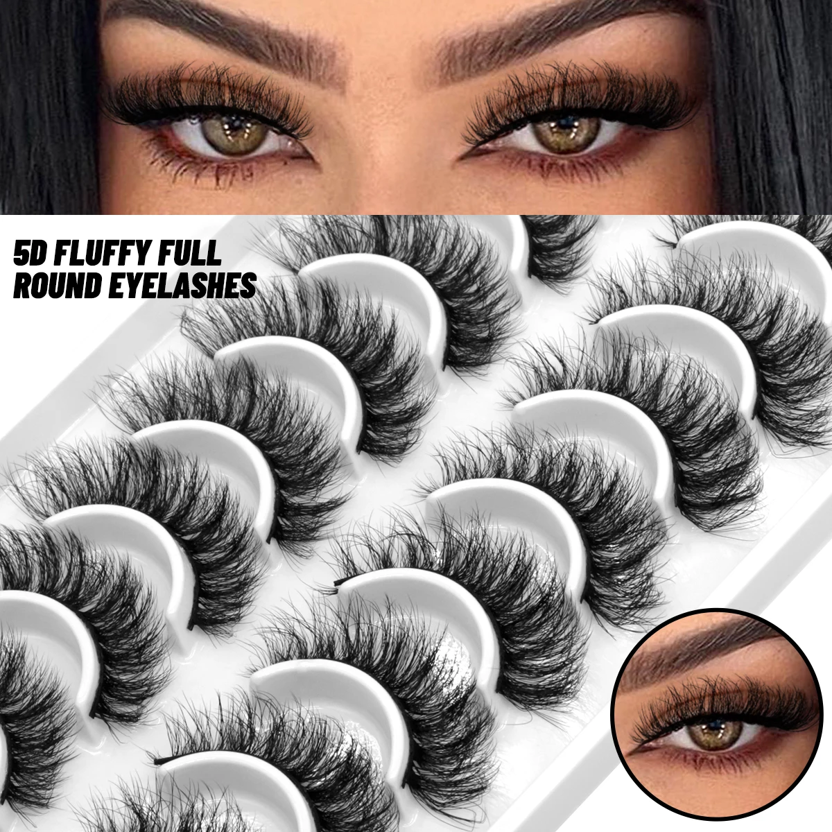 GROINNEYA 10 pairs Cat Eye Lashes Fluffy Faux Mink Lashes 8D Wispy Lashes Pack Dramatic Long Thick Volume Eyelashes False Eyelas