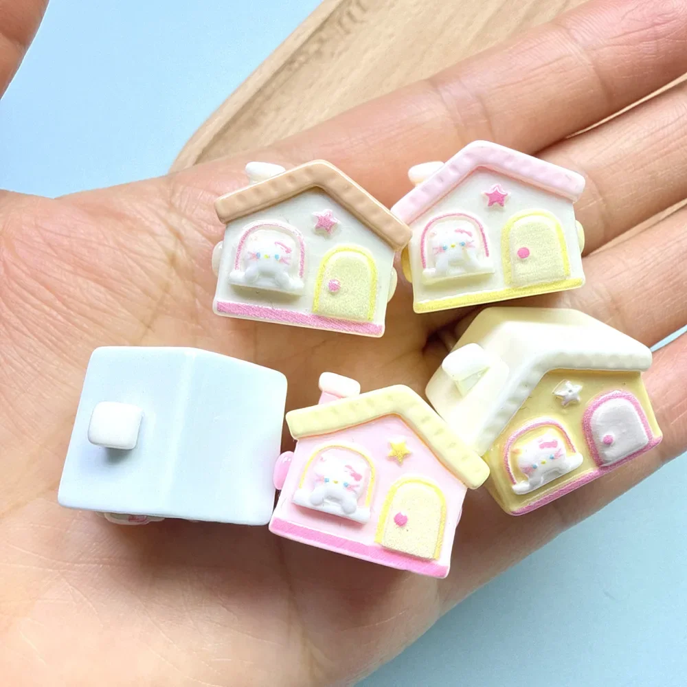 3D Mini Cute Resin Cat House Miniatures Flatback Cabochon for DIY Jewelry Making Phone Case Landscape Decoration  Accessories