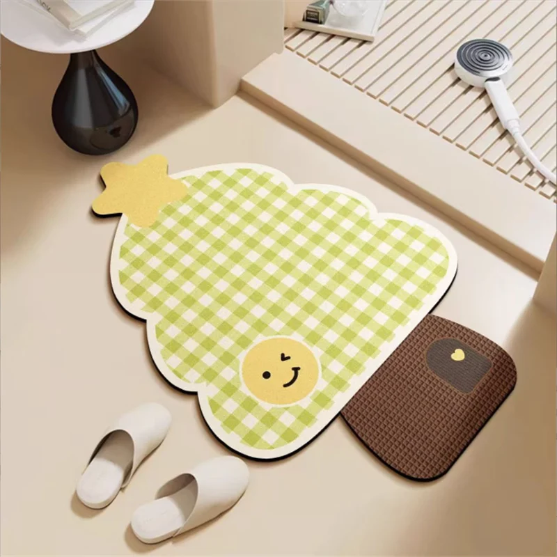 40x60CM Cartoon Diatomaceous Earth Shaped Absorbent Foot Mat Anti-Slip Living Room Entrance Door Mat Household Wear-Resistant