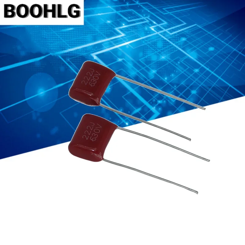 100pcs CBB 222 630V 222J 630V 0.0022uF 2.2nF P10 CBB22  Metallized Polypropylene Film Capacitor