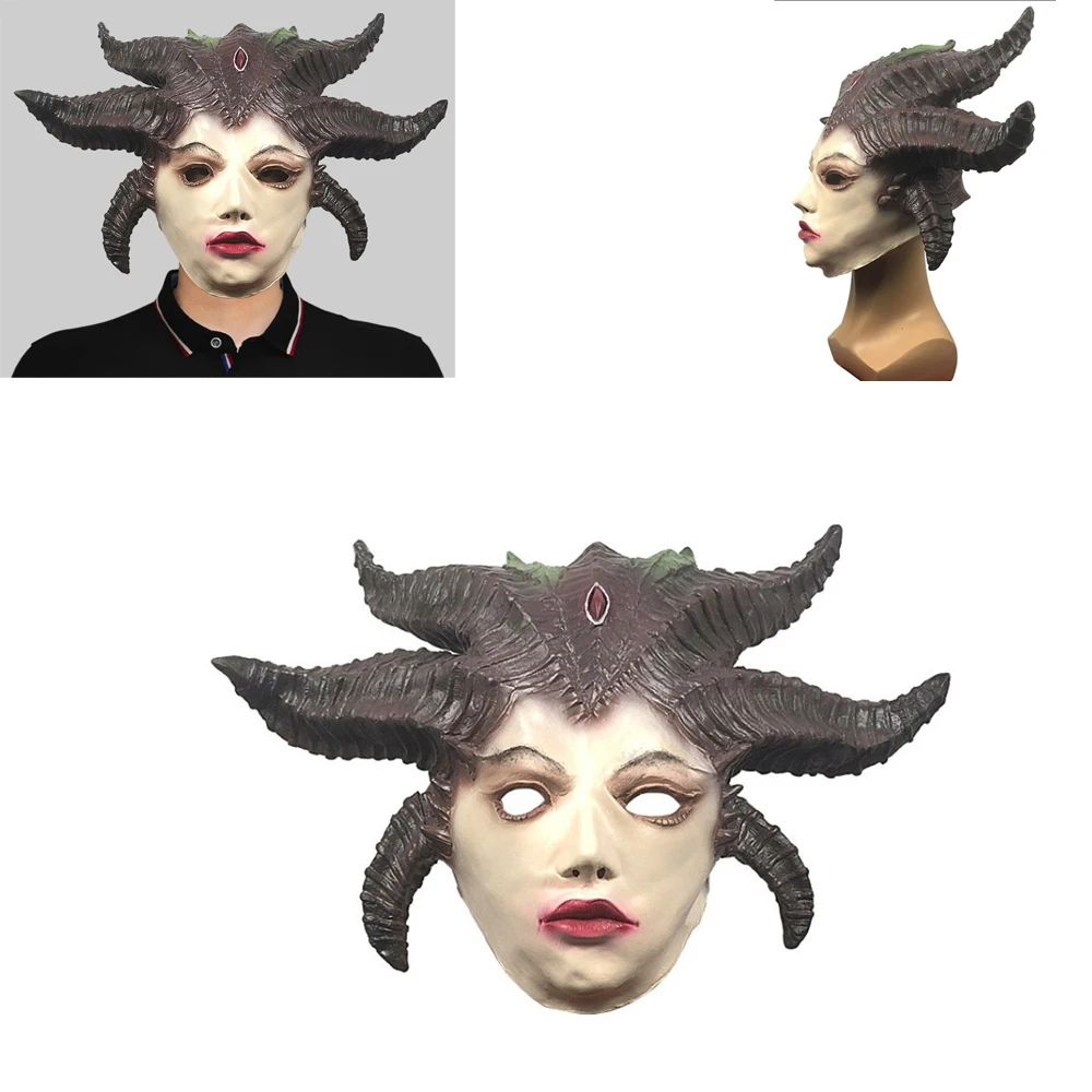 Cosplay Scary Evil Banshee Game Fans Diablo IV Lilith Devil Halloween Mask Full Face Head Cover Party Fancy Dress Costume Props