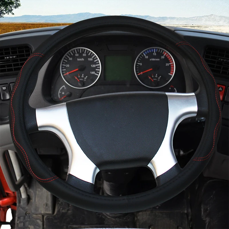 Car Steering Wheel Cover For 36 38 40 42 45 47 50 CM Big Truck Bus Van Volant Lorry Artificial Leather Non-slip Auto Protector