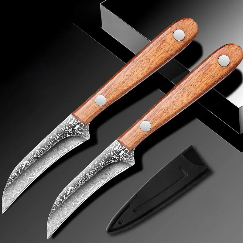 BAKULI-Damascus Steel Fruit Knife, Multifunctional Paring Knife Cutting Banana Specialized Knife Outdoor Machete Camping Knife