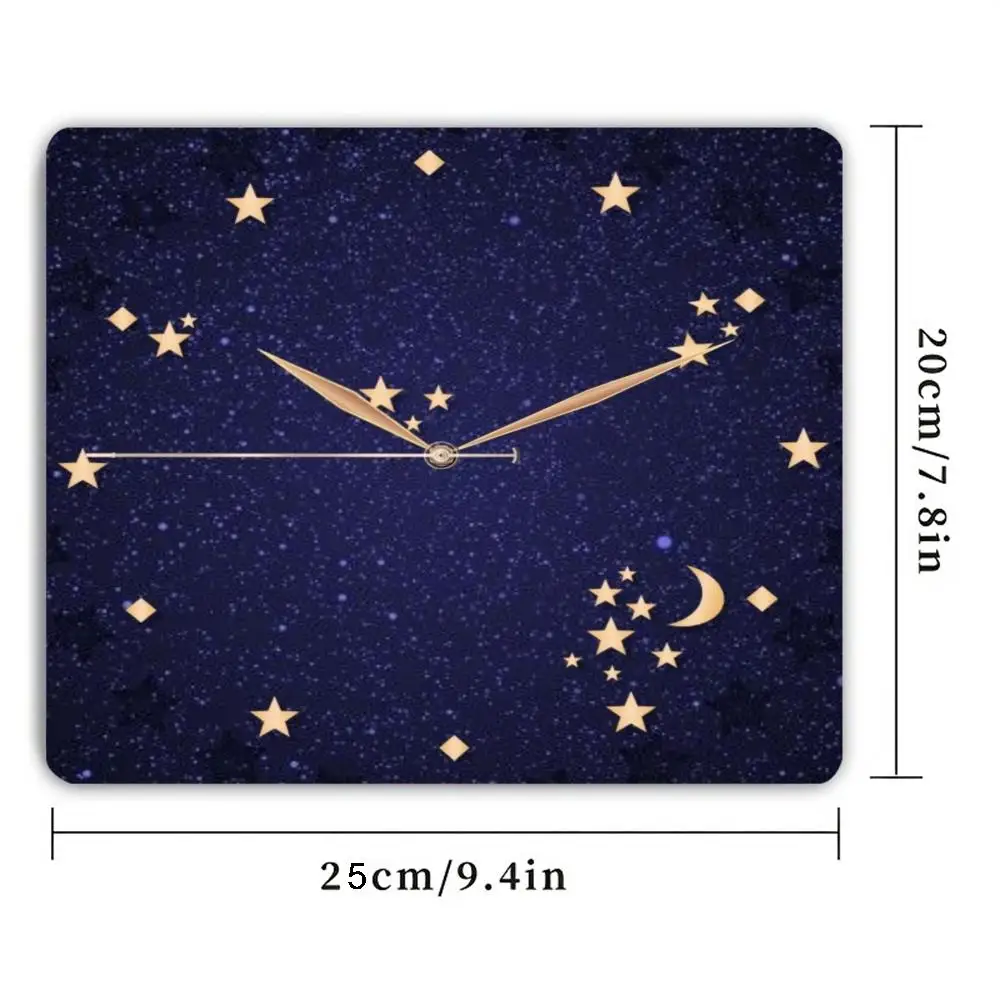 Vintage Celestial Clock Mouse Pad, Dark Starry Sky Moon Pattern Non Slip Rubber Mousepad, Office Desktop Decor Table Mat