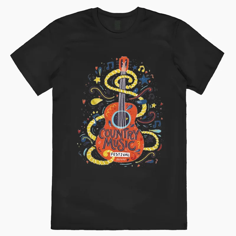 100% Cotton Breathable Round Neck Women's T-shirt Cartoon Guitar Print Everyday Casual Commuter Style 2024 Summer Fashion Item