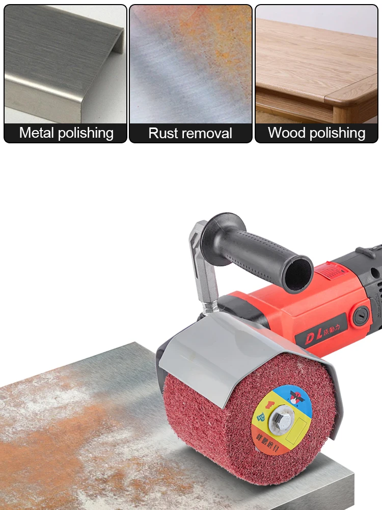 Roda de polimento de desenho de fio não tecido, desenho de nylon, escova redonda, esfregão, roda de polimento para rebarbação de metal, 1 peça