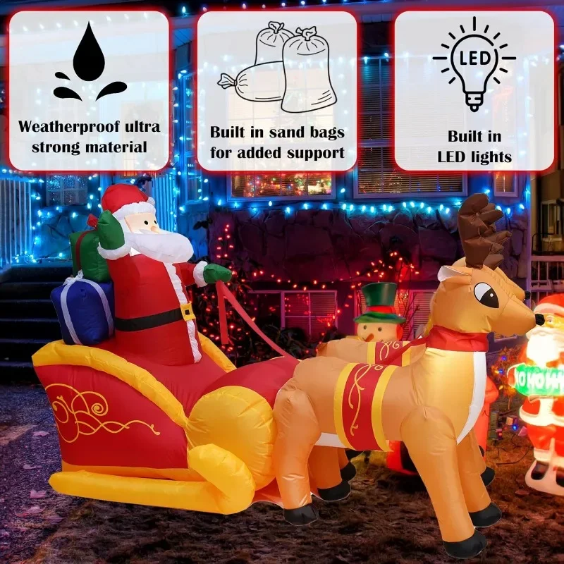 Christmas Inflatable Model Santa Claus Reindeer on Sled Christmas Tree Gift Box Christmas Decora Outdoor Inflatable Decorations