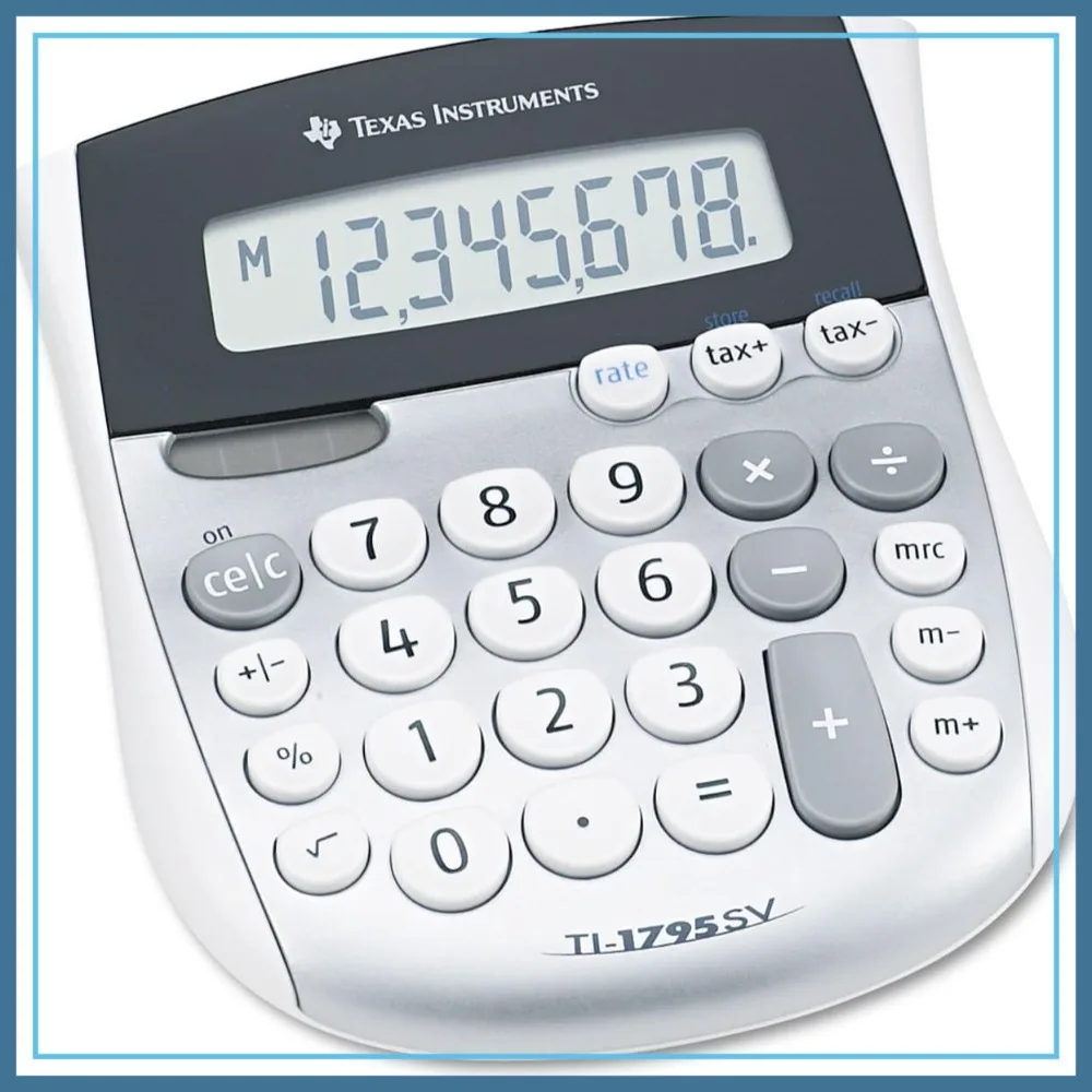 

Standard Function Calculator with Large Contoured Keys, Solar & Battery Powered, Angled Display