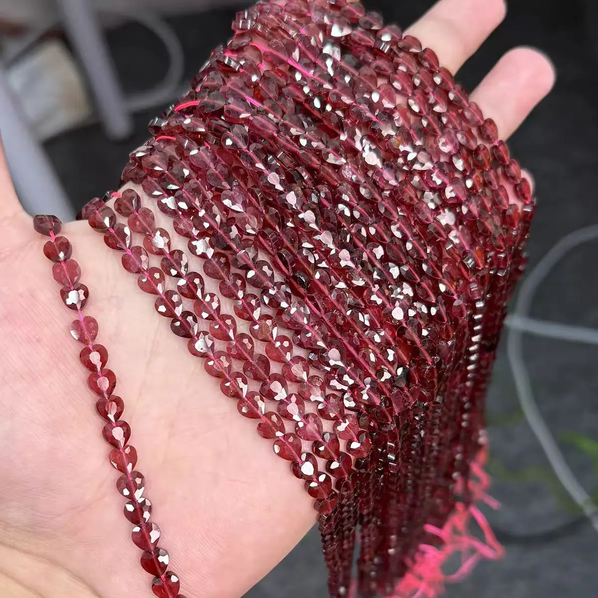 

AAAAAA Garnet red flat oval heart drop coin 38cm for DIY jewelry making loose beads FPPJ wholesale nature