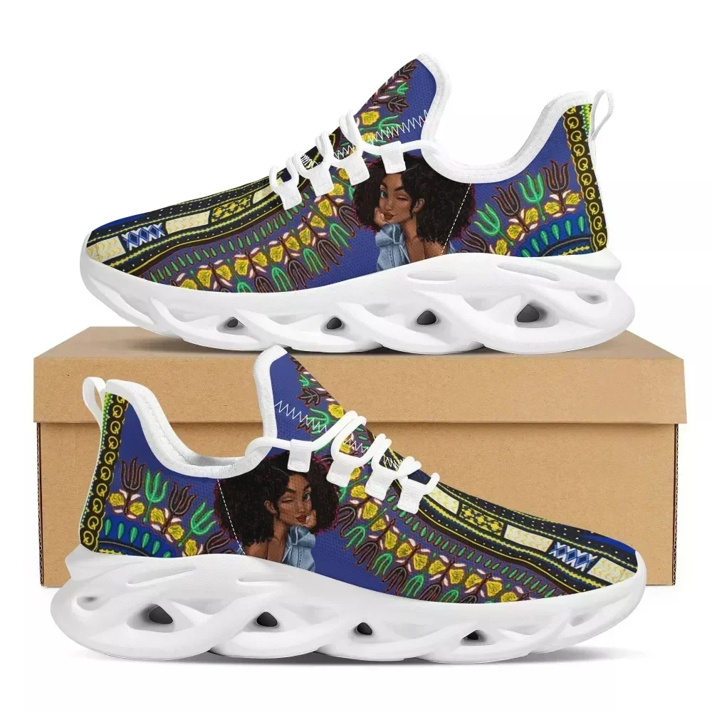 

African Indigenous Tribal Ladies Flat Shoes Fashion Casual Print Sneakers Classic Lightweight Lace Up Girls Pattern Jogging Shoe