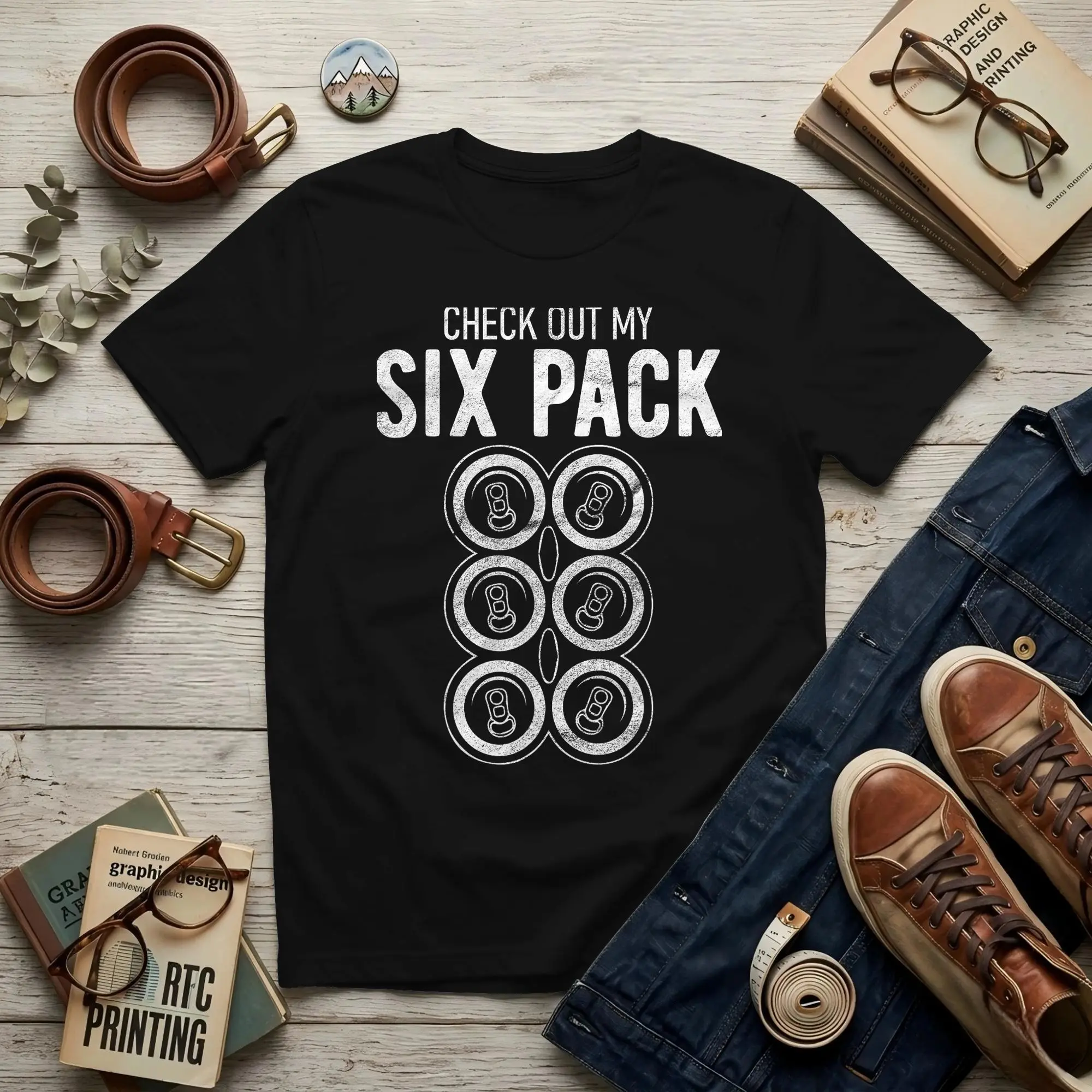 Check Out My Pack Men T Shirt Beer Humor Tees Short Sleeve Round Collar Cotton Original Tops T-Shirt