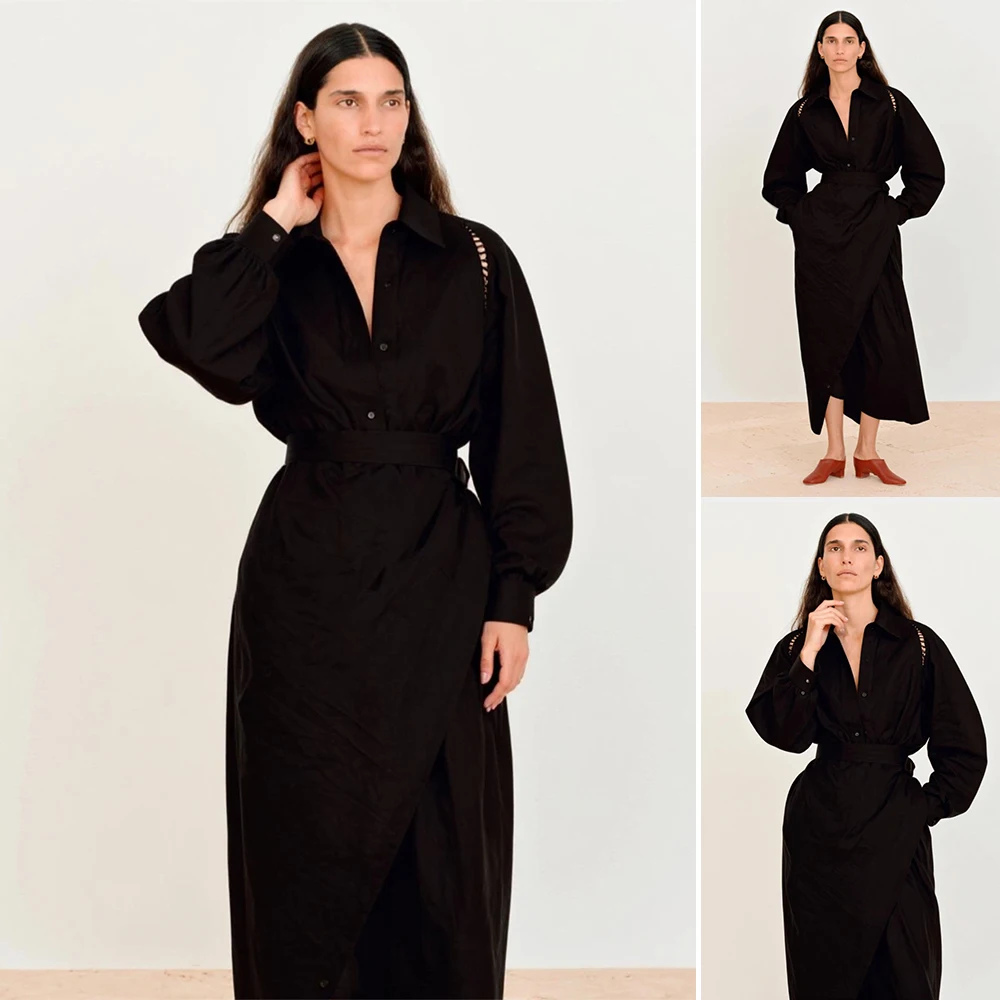 

Mia Muse Boutique Sets Autumn Casual Daily Single Breasted Long Sleeve Shirt Collar Natural Waist Long Skirts Sets For Women