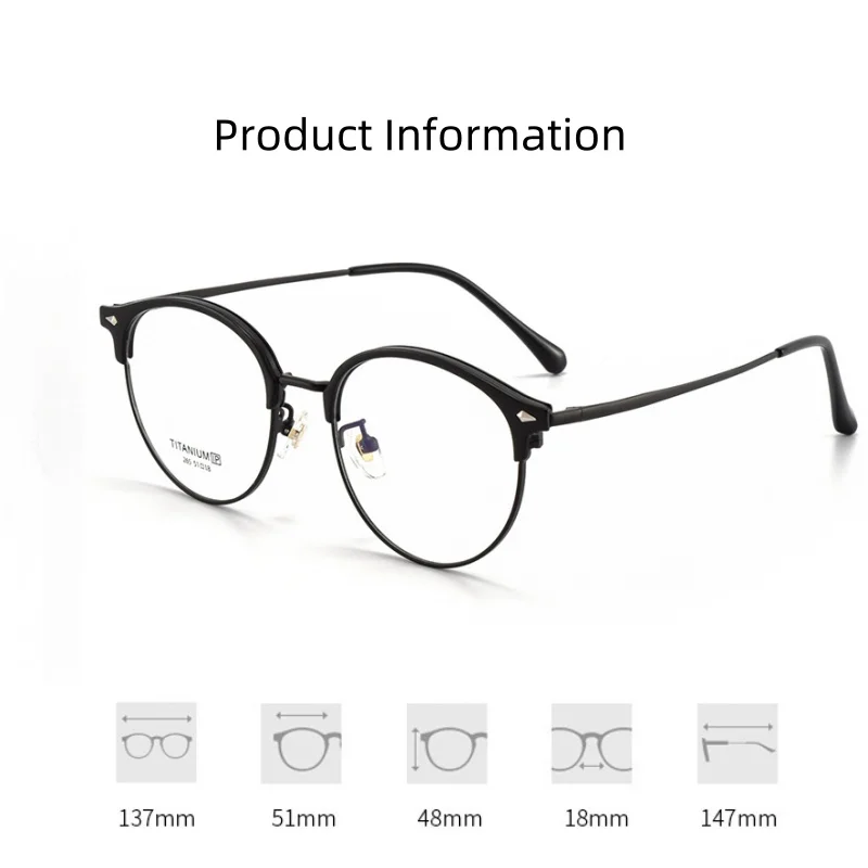 JAEVAR New Retro Titanium Eyeglass Frame  Round High-quality For Men Ultra Light Optical Prescription Frame For women's 265