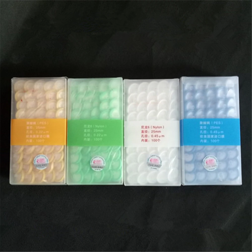 

100 шт. смешанных центрифужных фильтров для шприцев из целлюлозы и нейлона PES, 25 мм, одноразовые игольчатые фильтры для шприцев