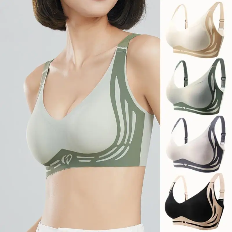 Women Anti-gravity Push-up Bra Ladies Underwear Seamless V-neck No Steel Ring Small Chest Gathered Comfortable Thin Female Top