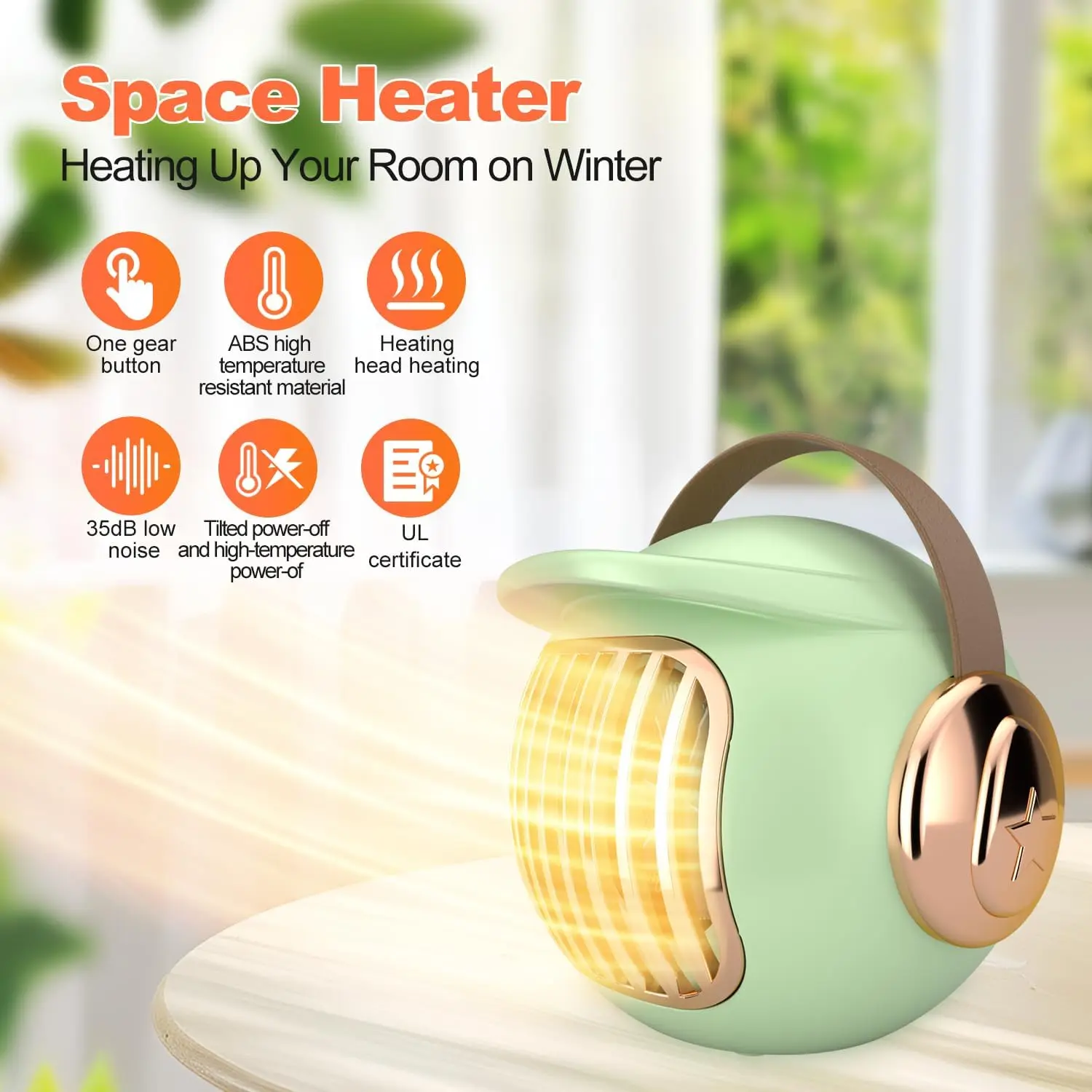 2026 New Space Heater, Portable Desk Heater, Mini Camping Tent Heater with Overturning Protection