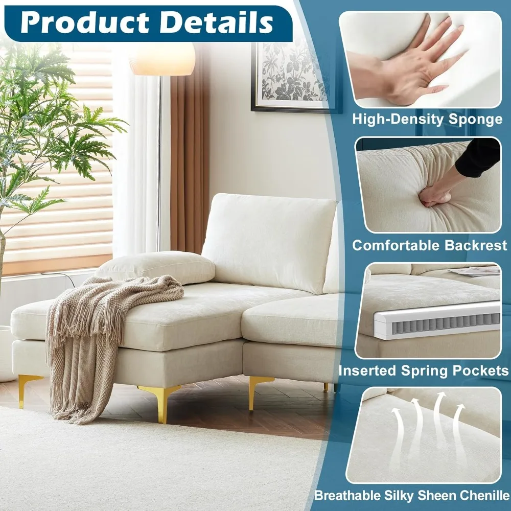 110 أريكة مقطعية كبيرة على شكل حرف U مع كرسي مزدوج 51 D لغرفة المعيشة، مجموعة أريكة مقطعية حديثة مع ناعمة 5.9