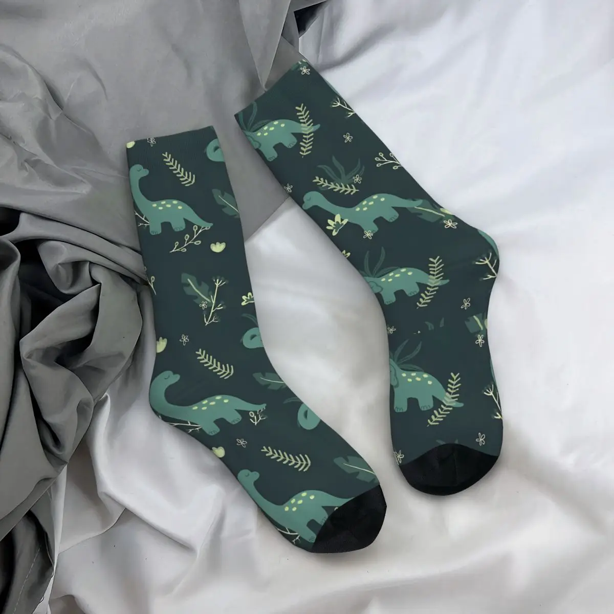 Calzini a compressione da uomo modello Vintage Unisex dinosauri Street Style senza cuciture stampato novità Crew Sock