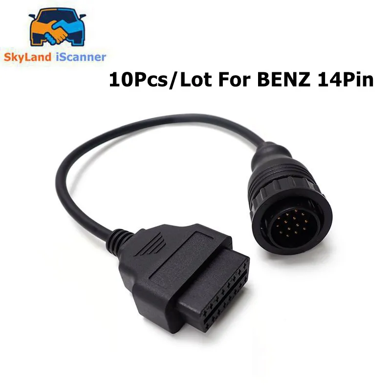 

10Pcs/Lot For MB 14 Pin To OBD2 16 Pin Cable Car Diagnostic Connector Sprinter For Benz 14 Pin To 16 Pin OBD OBDII Adapter