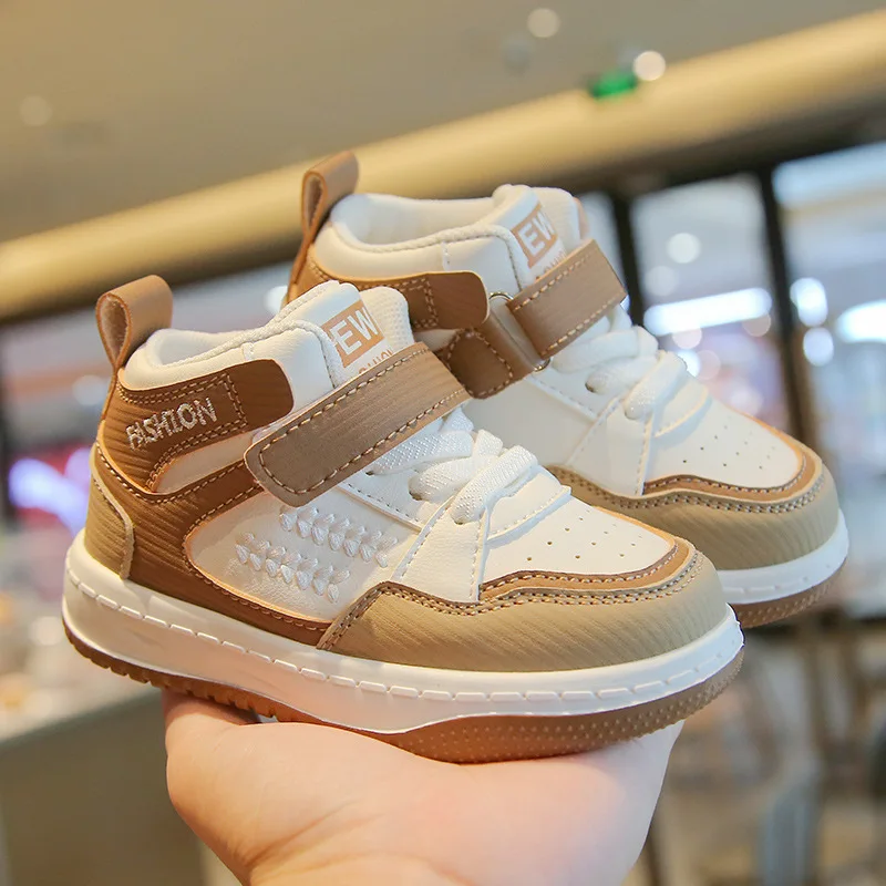 Children's Sneakers 2024 Spring and Autumn Boys' Casual Sneakers New High-Top Girls' White Shoes Soft-Soled Shoes for Baby Singl