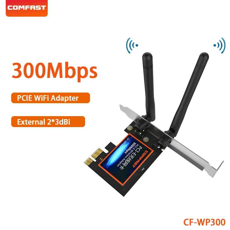 

300Mbps PCIE Wireless WiFi Adapter RTL8192EE High Speed Gain Antenna Wi Fi Network Card 2.4G PCl-E Wi-fi Receiver For Desktop PC