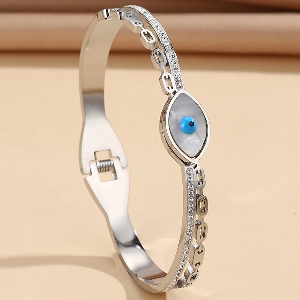 Luxury niche eye of wisdom bracelet, evil eye stainless steel bracelet, new gold-plated silver sapphire bracelet