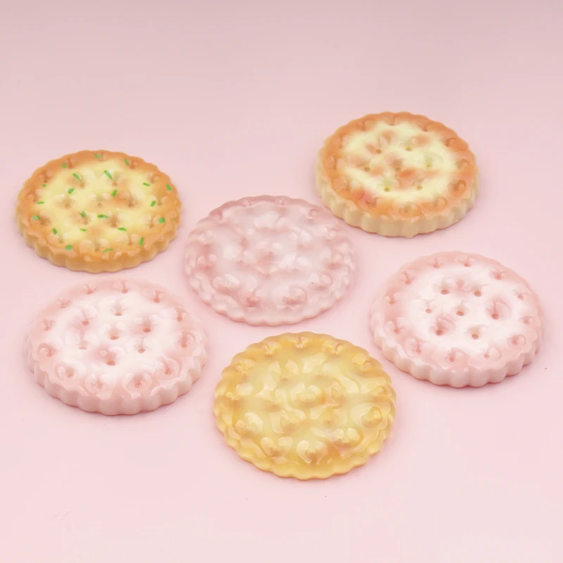 10/100pcs Kawaii Resin Big Biscuit Fake Food Resin Cabochons for Phone Decoration Crafts Making DIY Accessories