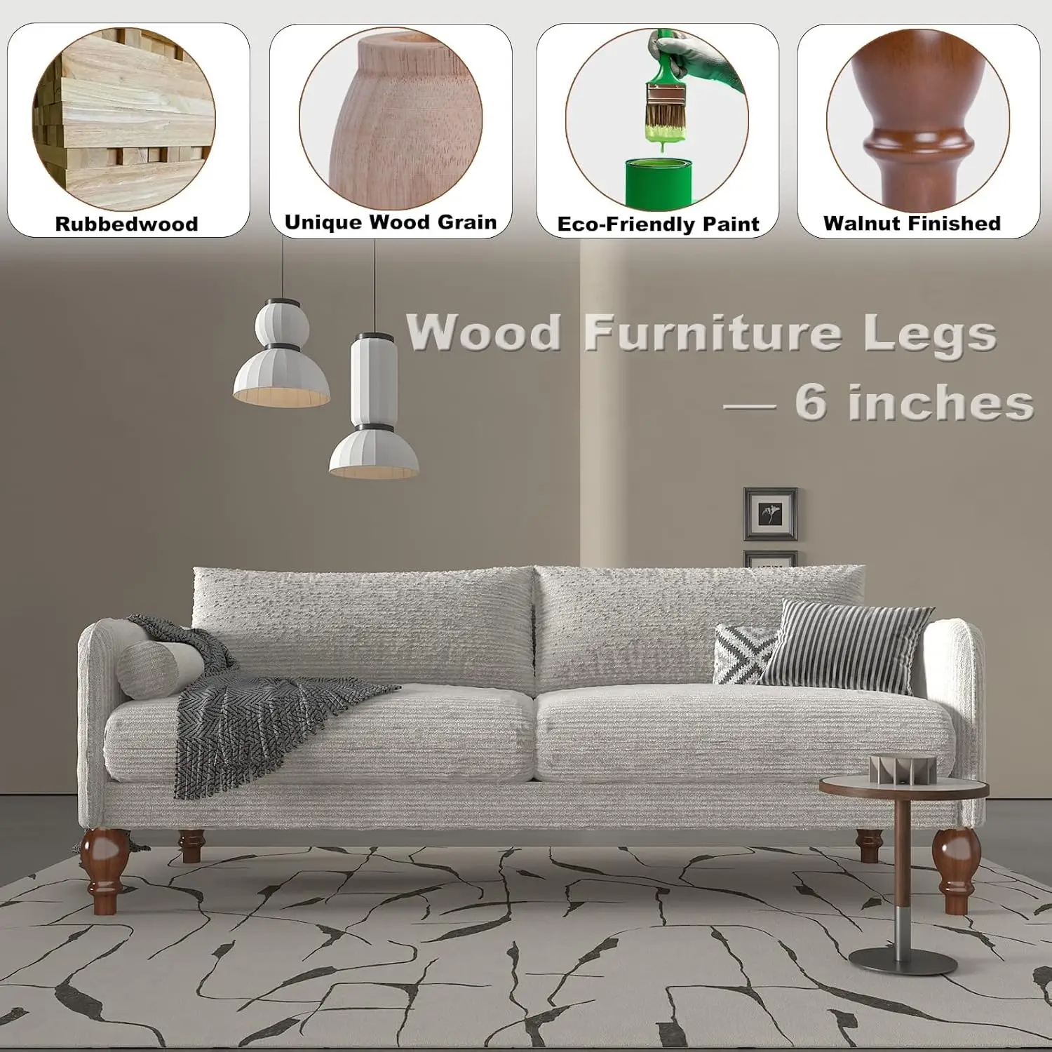 مجموعة أرجل أثاث خشبية مقاس 6 بوصات مكونة من 4 أرجل بديلة من الخشب المطاطي الصلب للأريكة والأريكة والطاولة والسرير والمقعد - خشبي لذلك #2