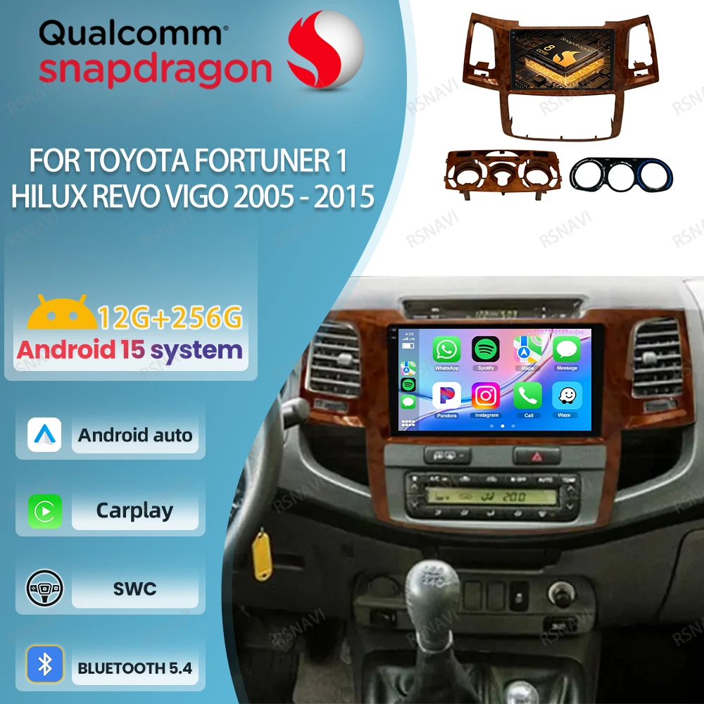 

Car Radio Android 15 For Toyota Fortuner 1 Hilux Revo Vigo 2005 - 2015 Stereo Head Unit Multimedia Autoradio QLED BT Qualcomm