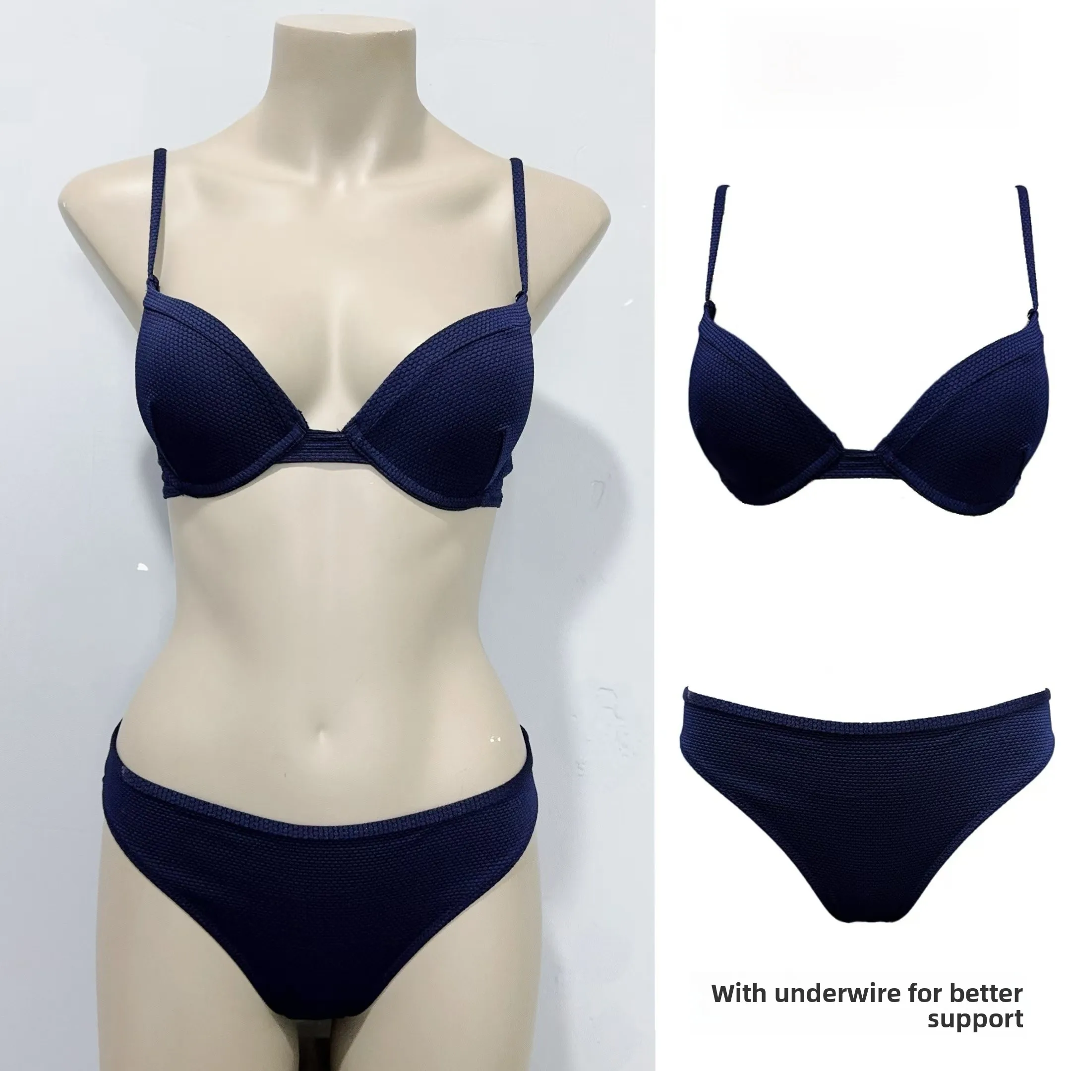 

Sexy Amber e Bikini with Steel Ring Strapl Swimwear Thermal Spring Beach Vaion Swimsuit with Chest Pad