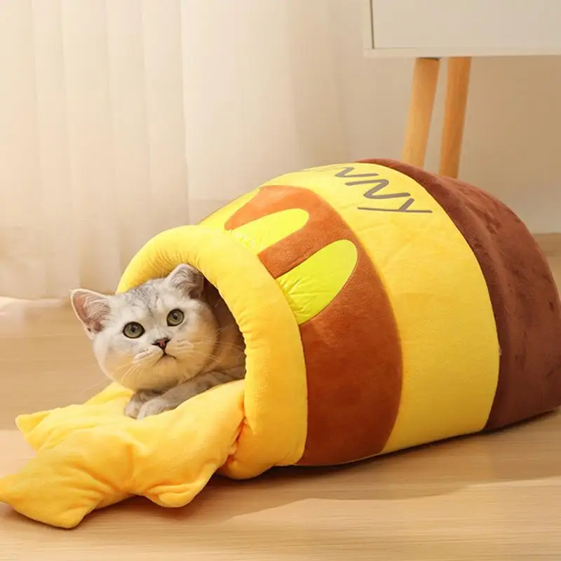 Cute Cat Bed Honeypot Cat Bed Cute Pet House Cute Cat Bed With Removable Cushion Warm Cave Nest Sleeping Bed For Cats Small Dogs