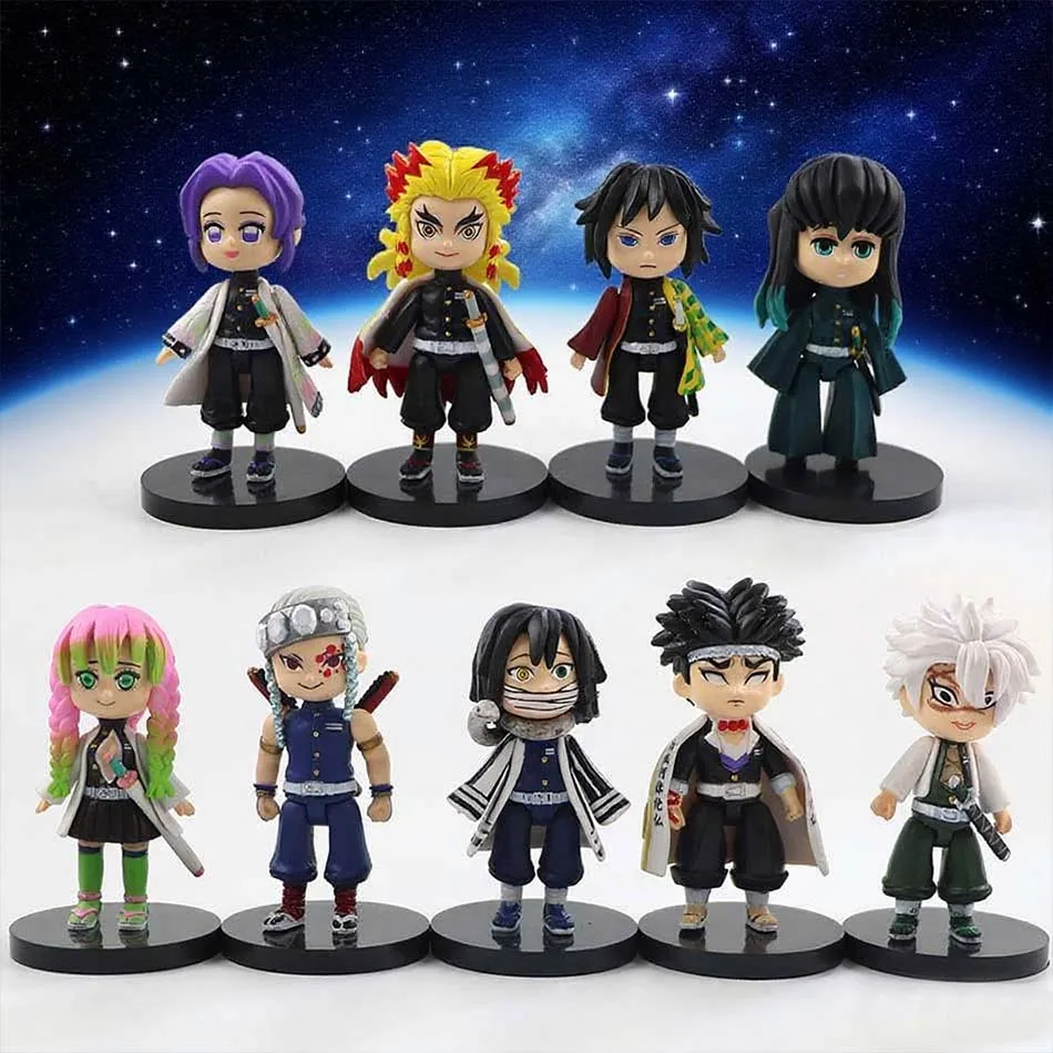 Heiß verkaufte Dämon Sayaer Q Version sitzende Figur und y Anime Dämonentöter: Kimetsu no Yaiba Tanjiro Nidouzi Inosuke Zenizu PVD Figur Modell Puppe
