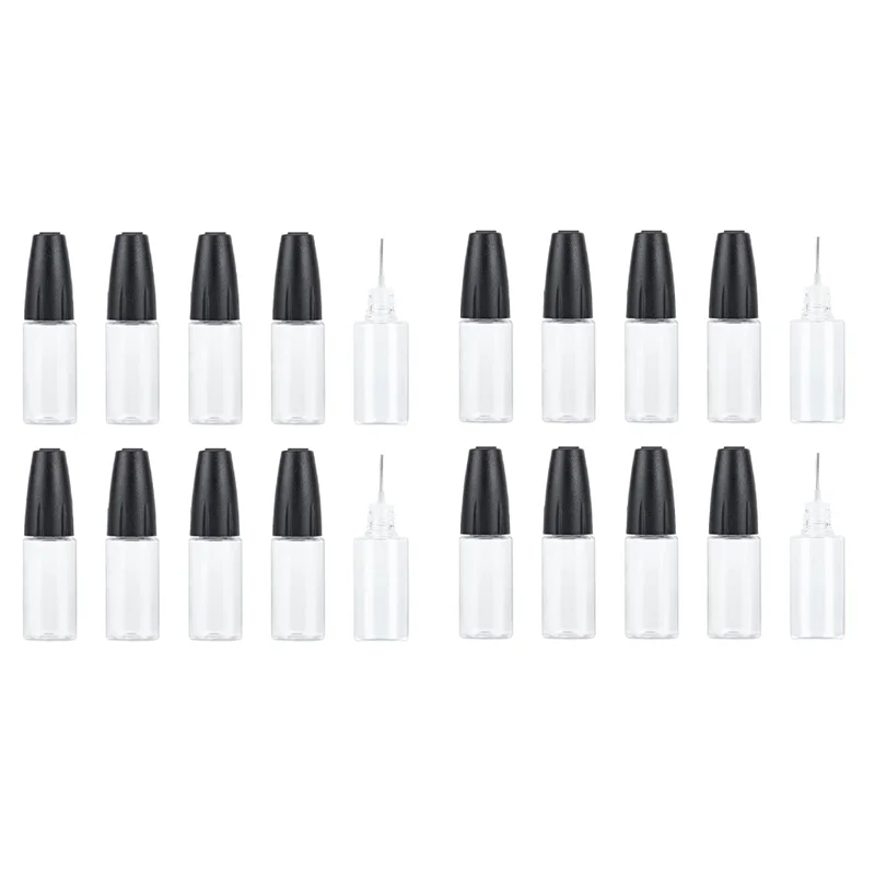 20Pcs Precision Tip Applicator Bottles, 10Ml/0.34Oz Dispensing Needle Bottle PET Empty Glue Bottle With Sealing Cap Easy Install