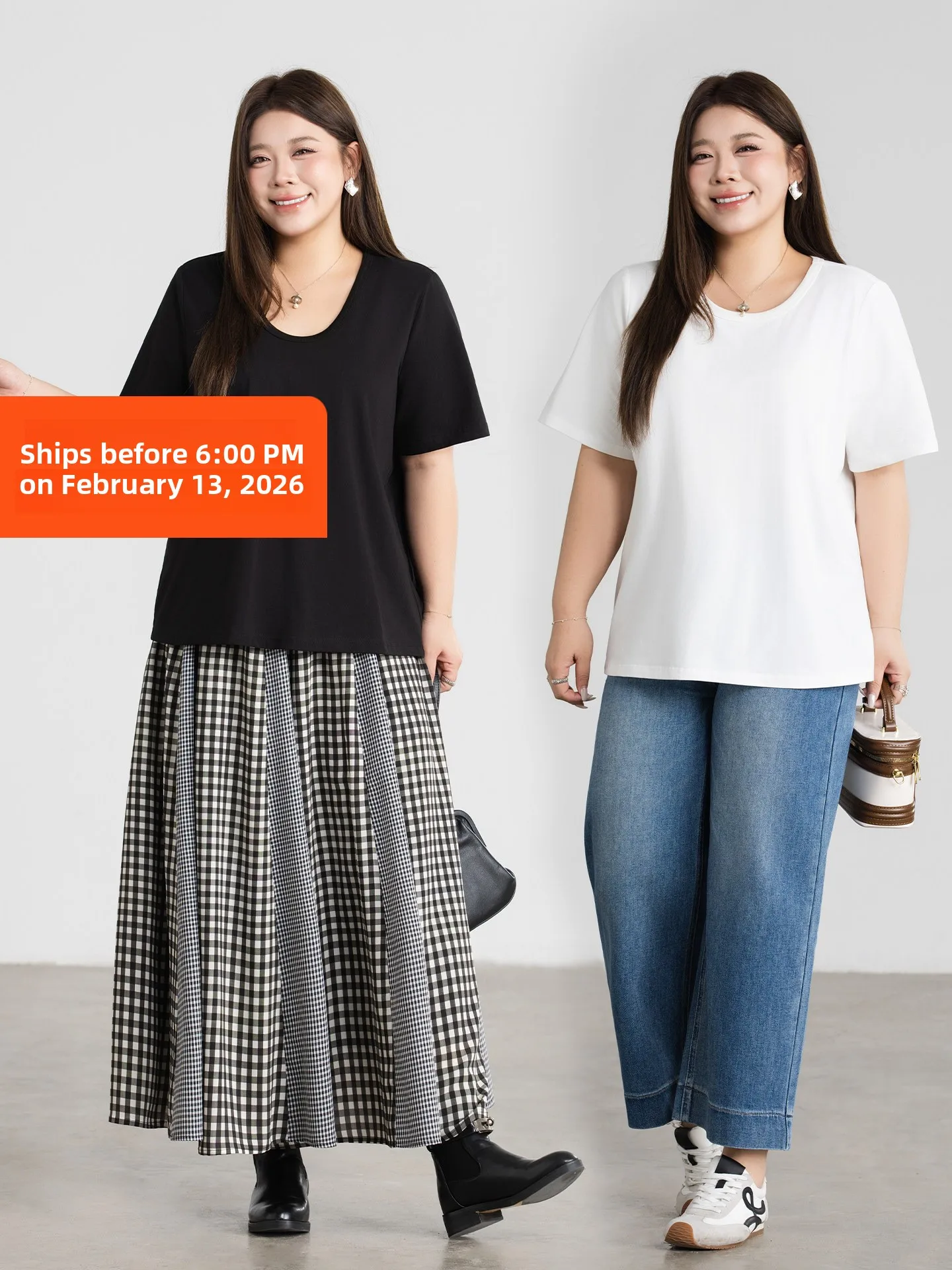 

plus Size Cotton ort Sve U-Ne T-irt Women Casual Sle Loose Fit Basic Color Top for Heavy Girls